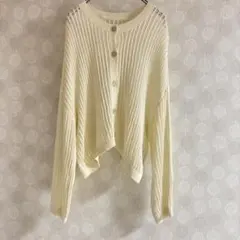 センスオブプレイス 透かし編み カーディガン　アリボリー　白