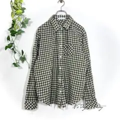 steal blue ギンガムチェックシャツ(3L)モスグリーン 綿100%