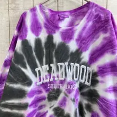 古着　長袖　スウェット 裏起毛　タイダイ　刺繍　アメカジ ゆるだぼ