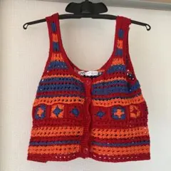 ZARA クロシェ編み　ニットベスト S