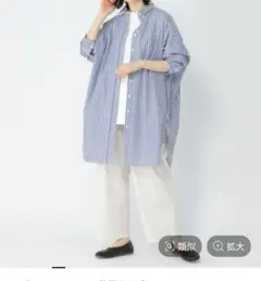 studio CLIP カラーストライプシャツチュニックワンピース