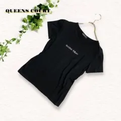 美品❗️ダイヤ風ラインストーン❗️【クイーンズコート】伸縮性◎半袖ロゴTのサムネイル