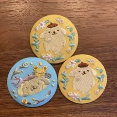 ポムポムプリン 刺繍缶バッジ