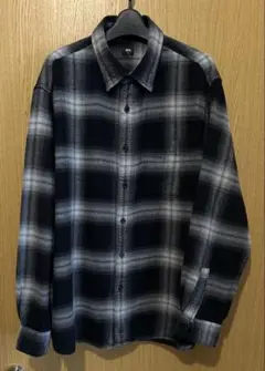 ユニクロ フランネルチェック長袖シャツ XL オンブレチェック