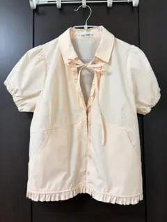 TINA JOJUN 半袖ブラウス リボン フリル ピンク ティーナ　トップスのサムネイル