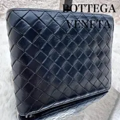 ✨美品✨ボッテガヴェネタ　二つ折り財布　イントレチャート　レザー　黒