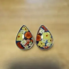 もも茶様⭐︎#5196 ヴィンテージ イヤリング オーバル フラワー 