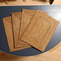 無印良品　ランチョンマット　ラタン　角型　４０×３０ｃｍ　4点セットのサムネイル