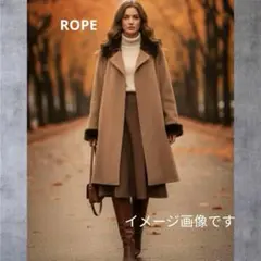 ROPE キャメル コート 9号 ファー襟 袖付き 取り外し可 美品　エレガント