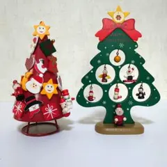 クリスマスオーナメント クリスマスツリー マグネット ウッド吊るし飾り 2点