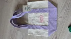 Trader Joe'sトートバッグ色パープル シール付き