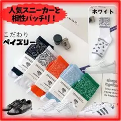 ✅大人気　白　こだわりソックス　ペイズリー　DUNK　LOW　ESSにばっちり