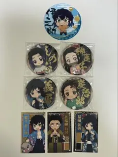 鬼滅の刃　和紙風缶バッジ　特典カード　コースター　おまとめ8点セット