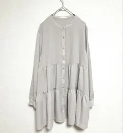 GLACIER グラシア ティアードブラウス バンドカラー チュニック L