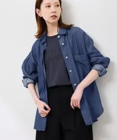 ROPE' PICNIC シャンブレーデニム調シャツ ネイビー ロペピクニックのサムネイル