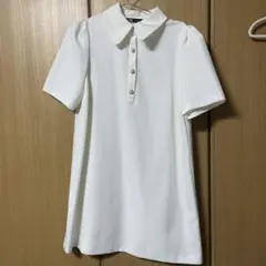ZARA ホワイト ポロシャツスタイル ミニワンピース