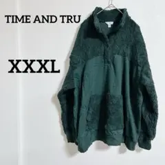 TIME AND TRU 【XXXL】フリースプルオーバー ダークグリーン　緑