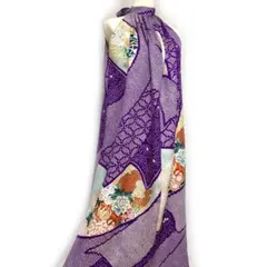 【正絹】着物リメイク 振袖ドレス／絞り／アメリカンスリーブワンピース［375］