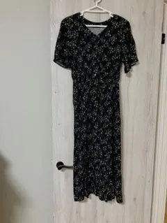 GLOBAL WORK 花柄　ワンピース　半袖　ロング　ゴム　ボタン