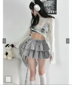 インパン裏地付きティアードスウェットミニスカート[pm596]