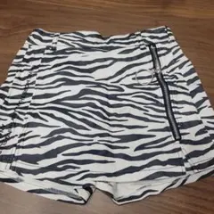 ゼブラ柄 サイドファスナー キュロットスカート XS