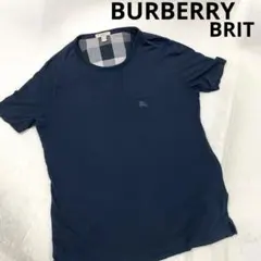 BURBERRY/BRIT/刺繍/ロゴ/ノヴァチェック/Tシャツ/L/ブラック
