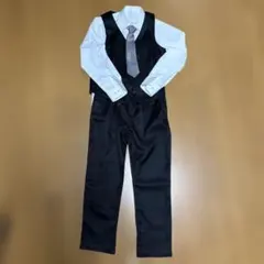 ベスト・パンツ・ネクタイ・ワイシャツ4点セット、150cm.140cm、ブラック