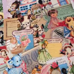 ごちゃまぜなセット　コラージュ素材　ダイカット　ジャンクジャーナル