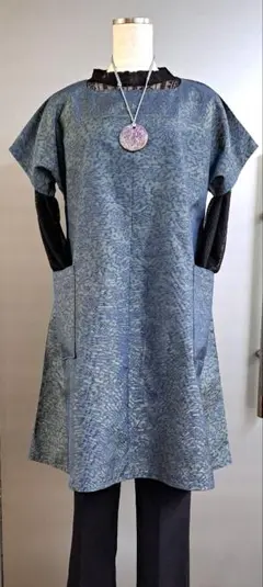 大島紬AラインチュニックM