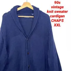 90s vintage ニット　カーディガン　CHAPS XXL ネイビー