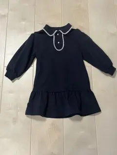 H&M ネイビー フリル付きワンピース