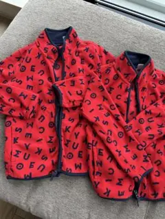 ユニクロフリース　ディズニー　赤120.130の2セット　お揃い　赤