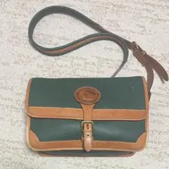 レザーショルダーバッグ グリーン ベージュ