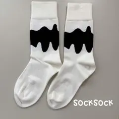 1141新品◎ホワイト　靴下　ソックス　おしゃれ　北欧　個性的　ブラック