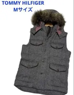 トミーヒルフィガーダウンベスト ダウン55%フェザー45%フードファー取り外し可