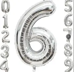 数字 バルーン 風船 ナンバー 大きい 40インチ 文字風船 (６：シルバー）