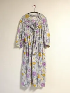 古着 ビンテージ used シャツ 総柄 花柄シアーワンピース