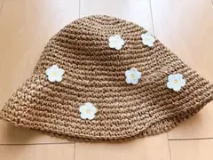 【新品未使用】ハット　お花　56cm 麦わら帽子のサムネイル