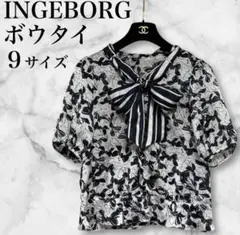 INGEBORG ボウタイ　リボン総柄　ブラウス　シャツ　ハーフスリーブ　半袖のサムネイル