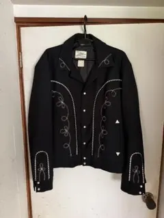 60s HbarC レーヨン ウエスタンジャケット L黒 USA vintage