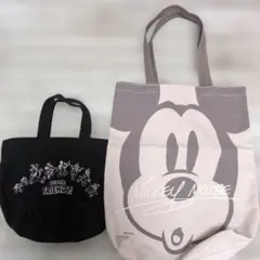 ミッキーマウス キャンバストートバッグ　ハンドバック　ランチバック　２個セットのサムネイル