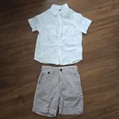 COMME CA ISM ホワイトシャツとチェック柄ショートパンツセット