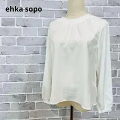 에헤카소포 ehka sopo 개더 블라우스 화이트 긴 소매 M 내추럴 C650