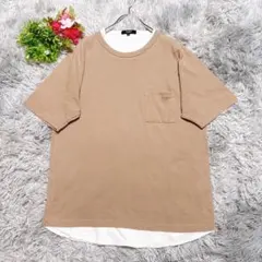 【ビームスハート】 フェイクレイヤードTシャツ 重ね着風 カジュアル (L)のサムネイル
