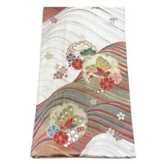 P310 ●高級 正絹 六通 袋帯 蝶々