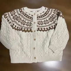 アイボリー フェアアイル柄 ニットカーディガン