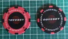 ODYSSEY ゴルフマーカー 赤。黒はオマケです。