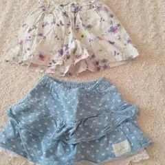 花柄と水色ハート柄のボトムスセット