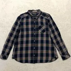 chocol raffine robe フランネルチェックシャツ　ブルー