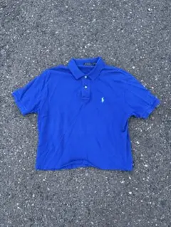 90s Polo Ralph Lauren 青色 ポロシャツ M